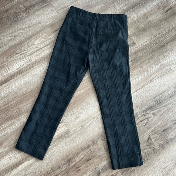Anthropologie essential slim black pants with a textured plaid pattern size 6 - Picture 2 of 14